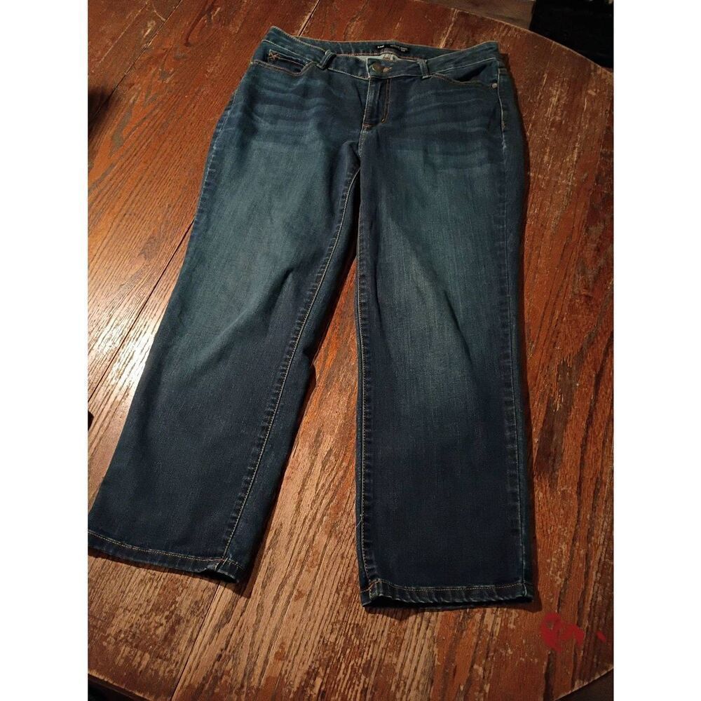 Large Lee Modern Series Curvy Fit Cropped Denim Blue Jeans Casual Pants